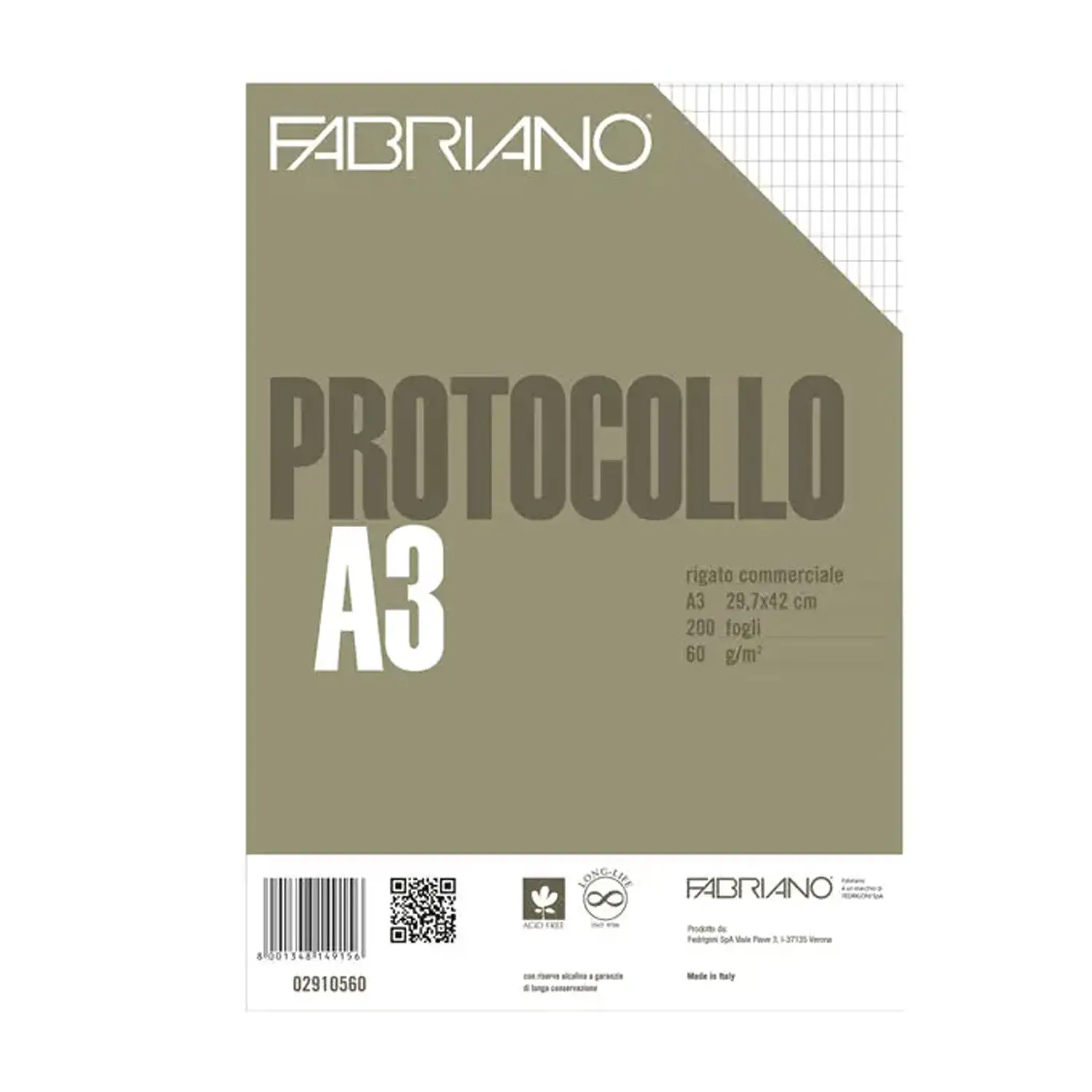 Carta Protocollo A3 con Rigatura Commerciale, 200 Fogli - Carta e cartoncino