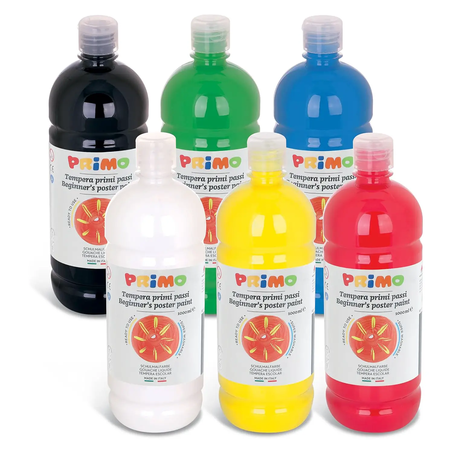 Tempera Pronta Primo Primi Passi, Set 6 Colori da 1000 ml - Tempere