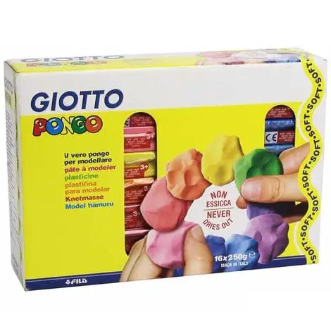Plastilina Pongo Scultore Giotto – 16 Panetti da 250 g in 16 Colori - Paste per modellare