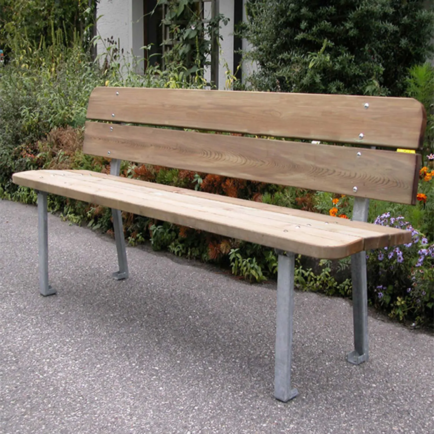 Panchina da Esterno in Legno e Acciaio, Lunghezza 190 cm, Altezza Seduta 45 cm - Palestrine
