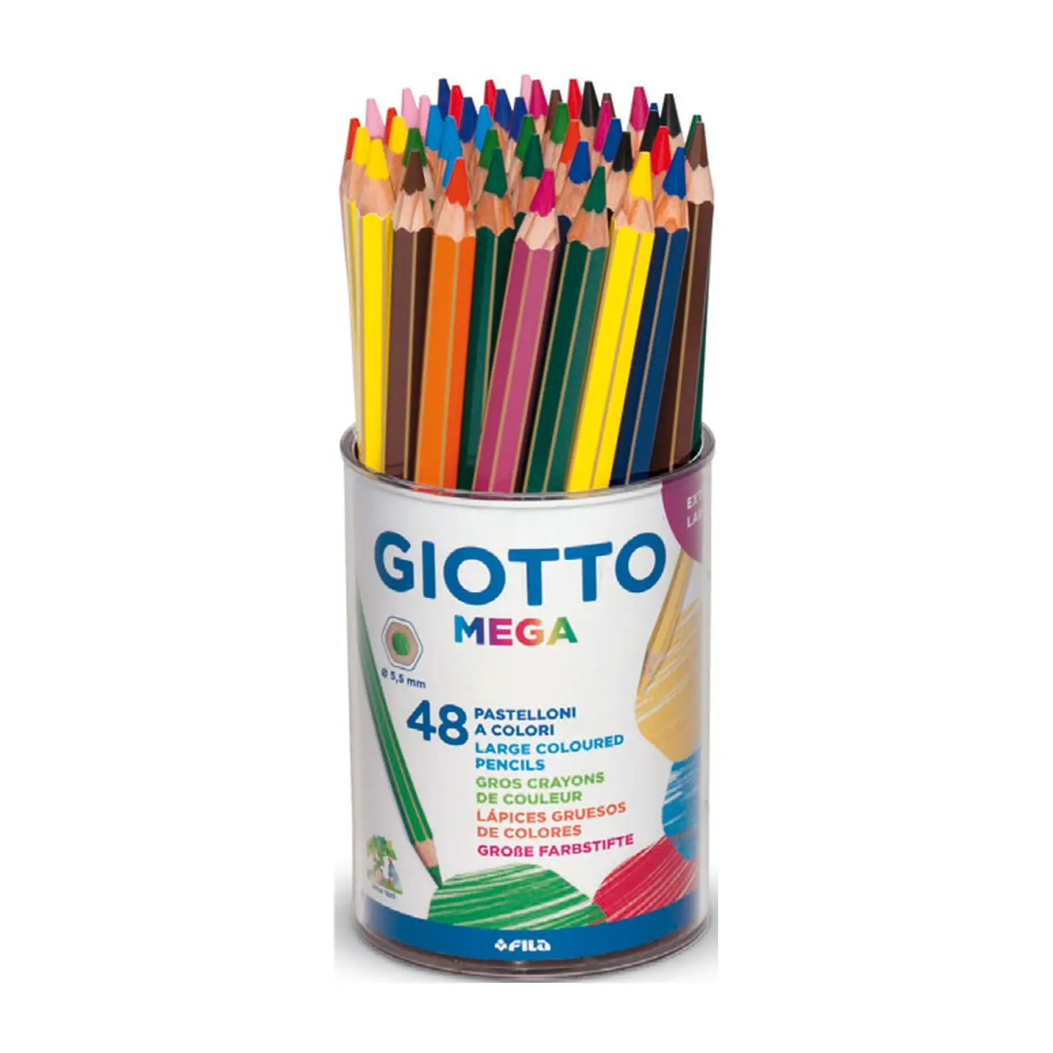 Pastelloni Giotto Mega - Barattolo da 48 Colori - Pastelli