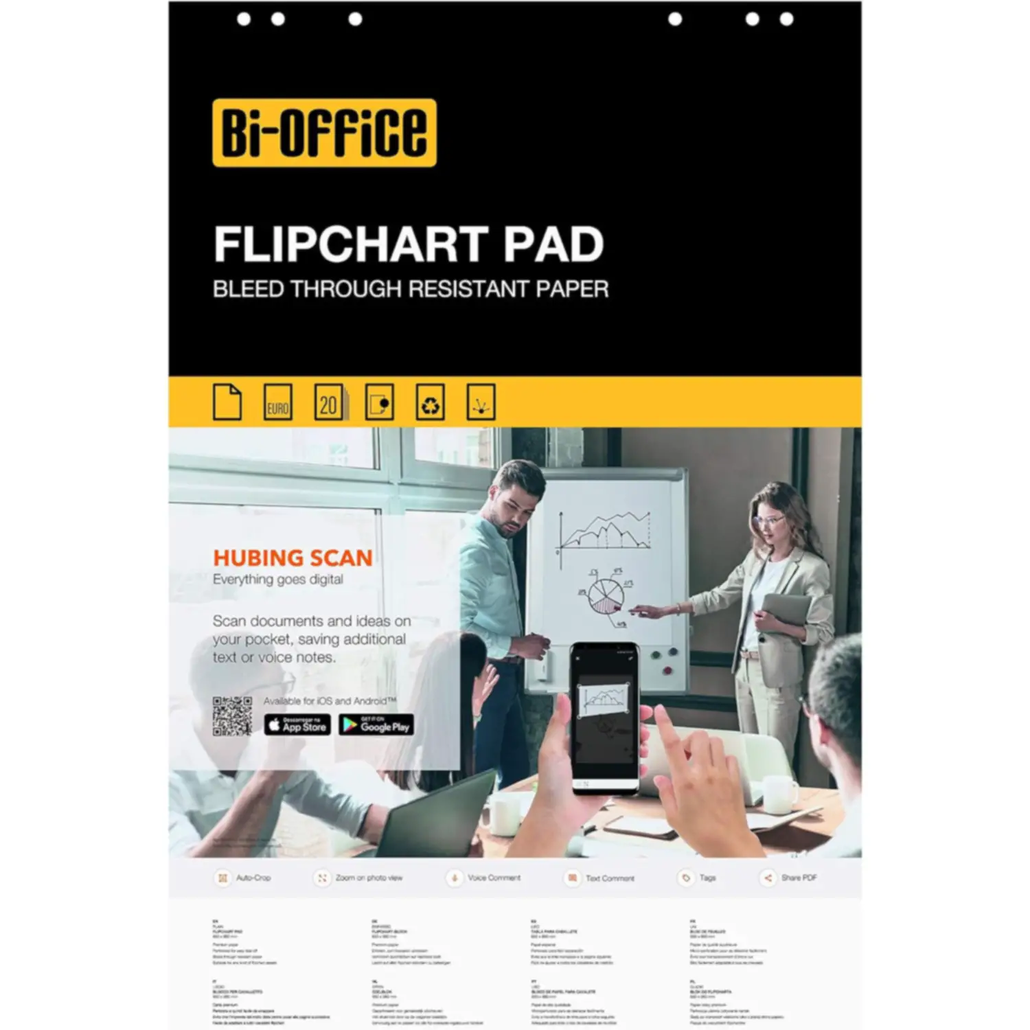 Fogli di Ricambio Lisci Bi-Office per Lavagna Flipchart, 5 Blocchi da 20 Fogli 65x95 cm - Lavagnette e carrelli