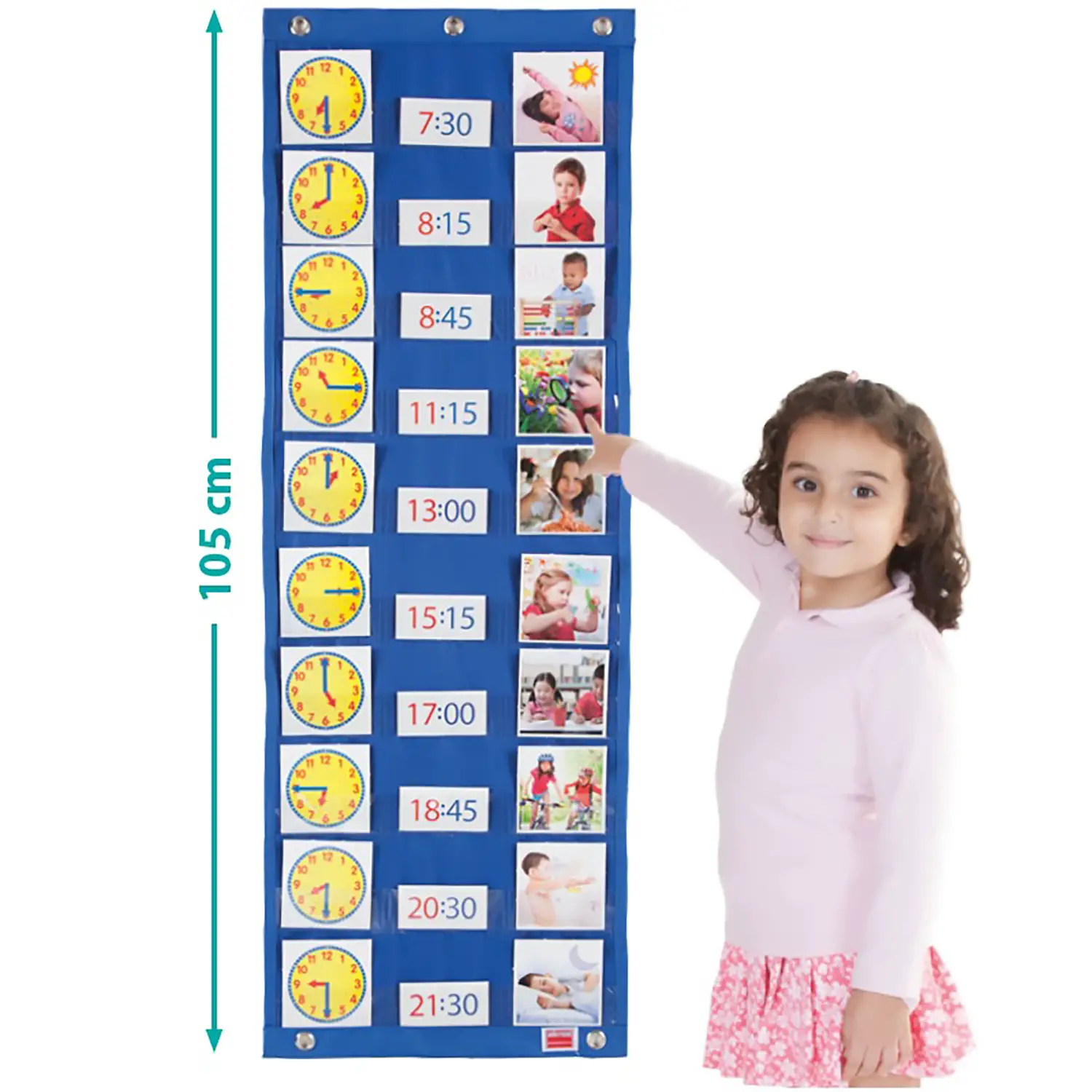 Pannello Attività Quotidiane per Bambini con Tasche Trasparenti – Planner Giornaliero - II tempo e le stagioni