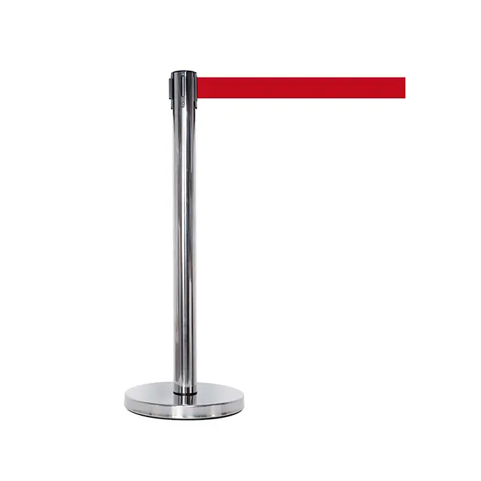 Colonnina di Delimitazione con Nastro Retrattile Rosso – Colonnina Cromata Professionale - Accessori ufficio