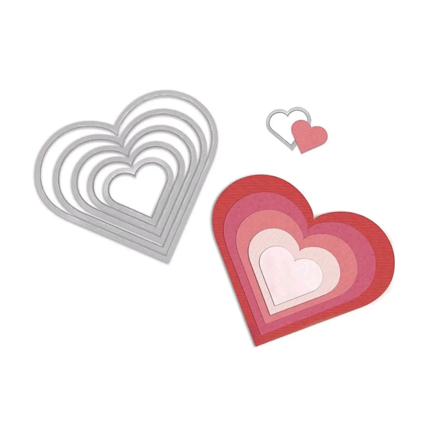 Creadecori Fustelle Cuori Sizzix – Set di 6 Pezzi per Scrapbooking e Biglietti Fai-da-Te - Embossing e fustelle