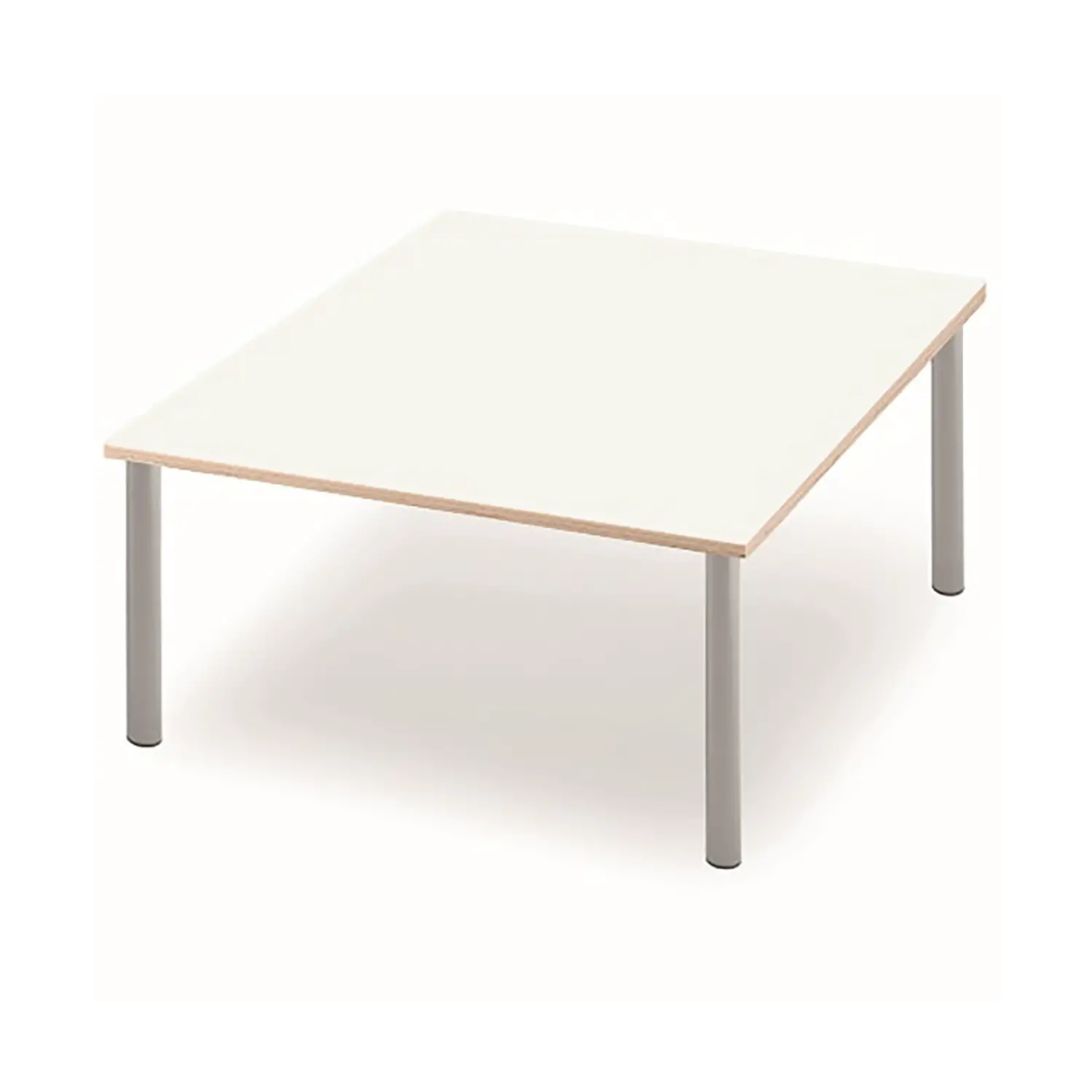 Tavolo Quadrato 128x128x64h Avorio Gambe Grigio Metallizzato - Arredo scuola dell'obbligo