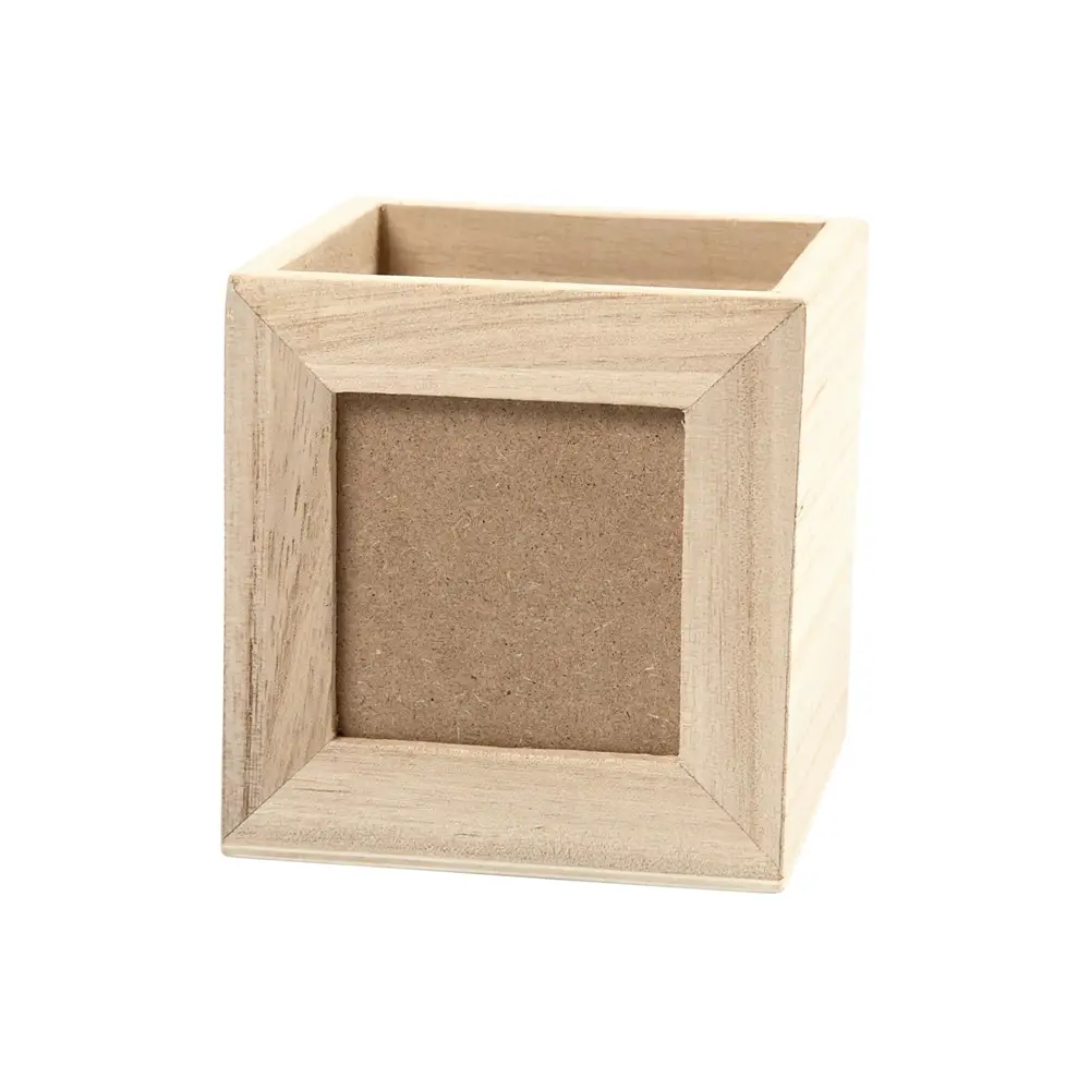 Portapenne Cubo in Legno con Cornice – 10 cm - Soggetti in legno