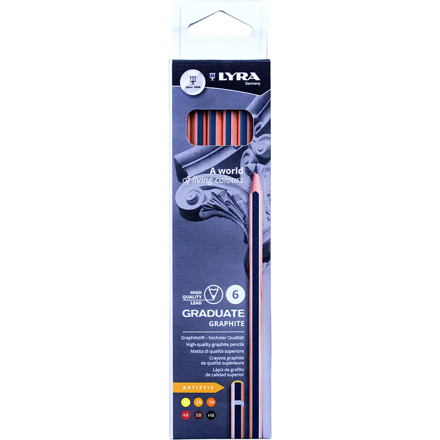 Matite Grafite Lyra – Set Disegno Artistico 6 Pezzi – Matite per Artisti e Disegno Tecnico - Matite Temperini Gomme