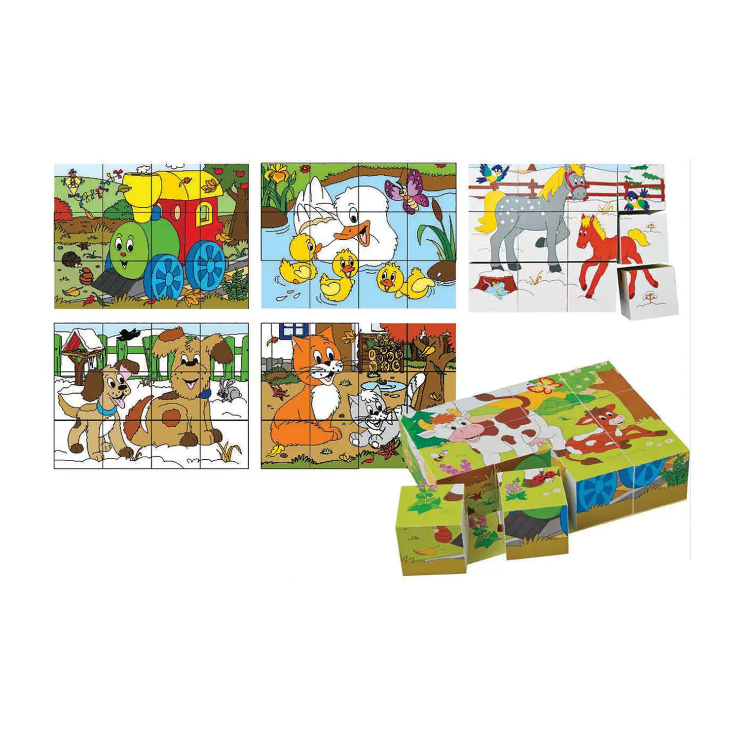 Cubi Puzzle Animali e Stagioni 20 Pezzi - Incastri e puzzle in legno