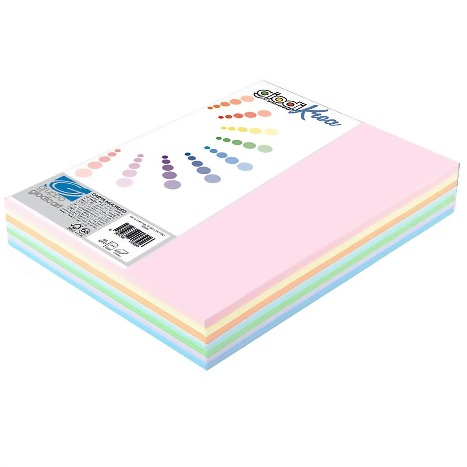 Risma Carta Colorata A4 Giodikrea 200 gr – 100 Fogli – 4 Colori Pastello - Carta e cartoncino