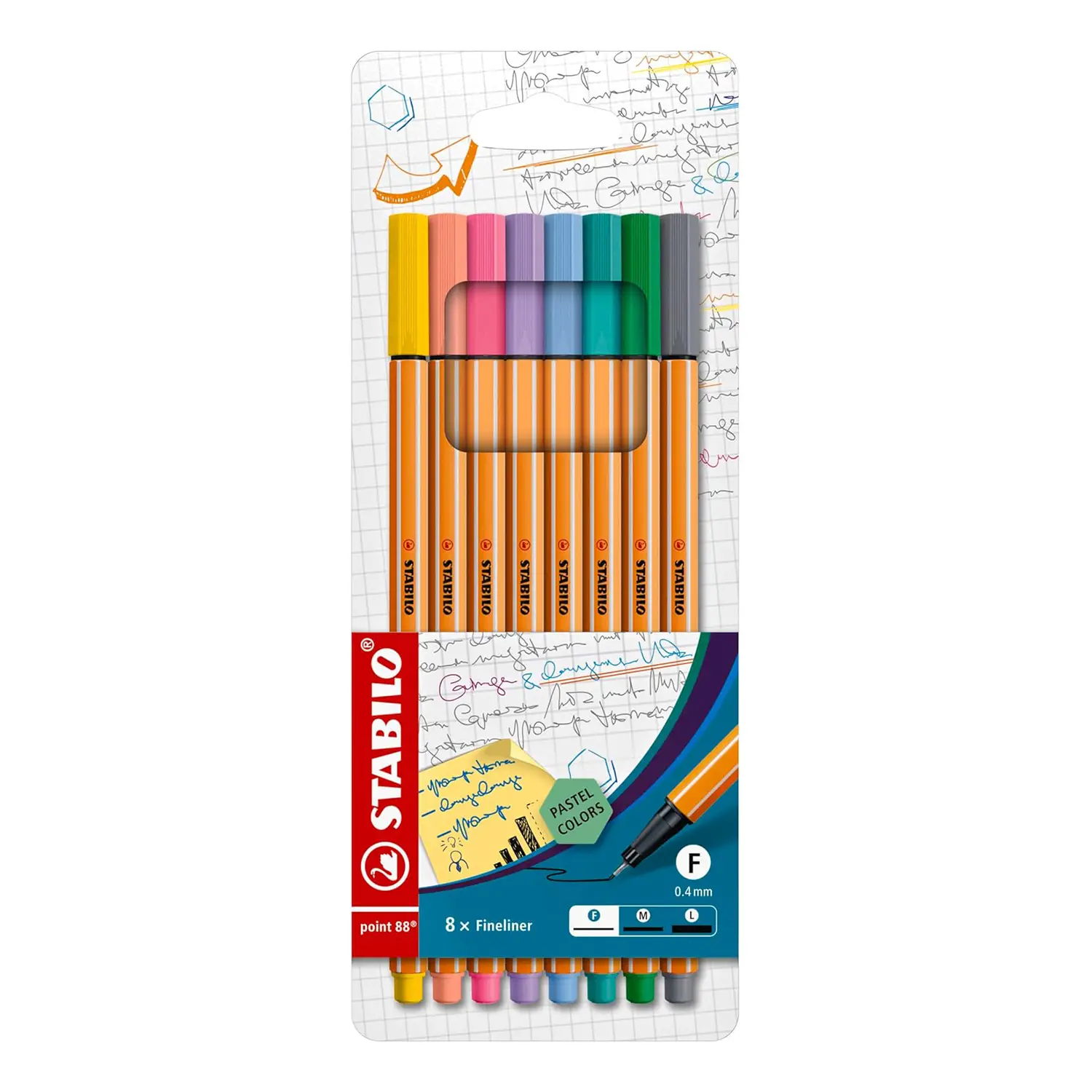 Pennarelli Stabilo Point 88 Pastel - Fineliner Punta Fine 0,4 mm - Set 8 Colori - Pennarelli
