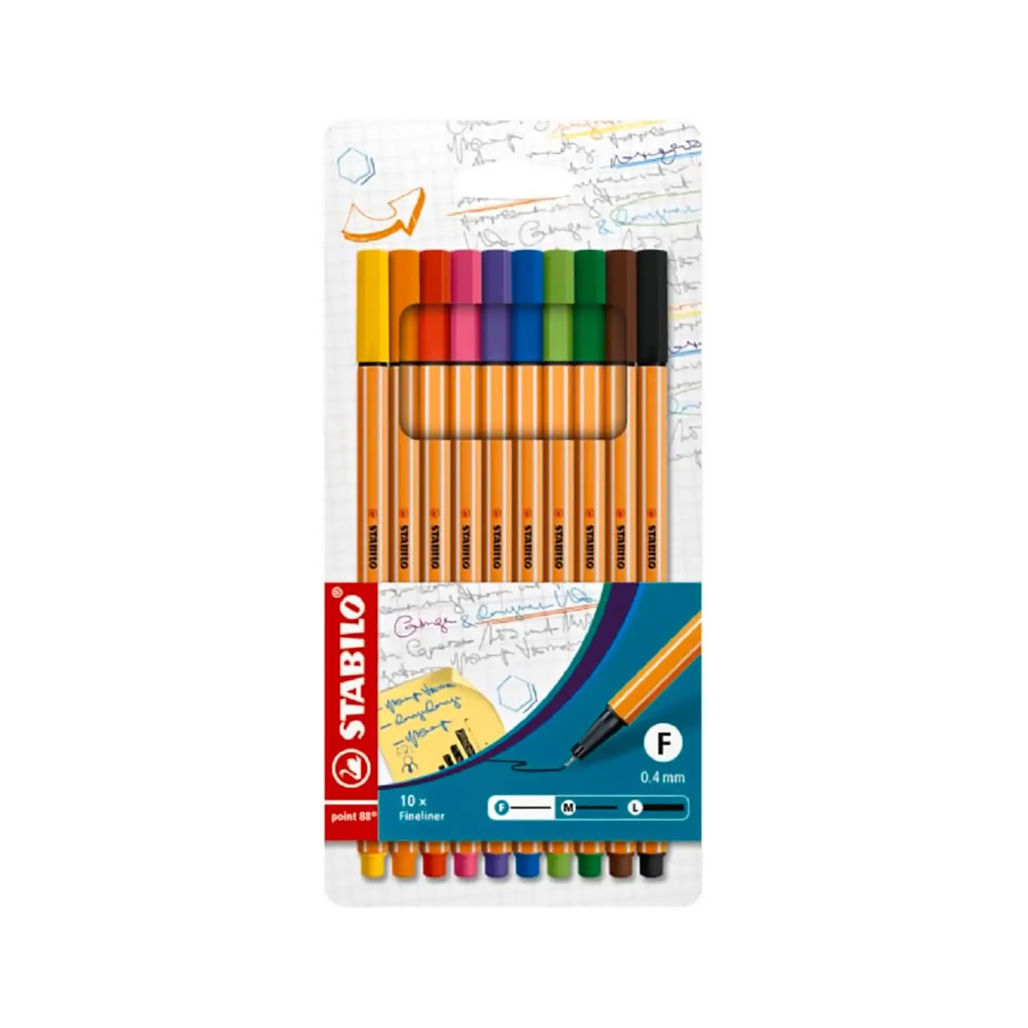 Pennarelli Stabilo Point 88 - Fineliner Punta Fine 0,4 mm - Astuccio 10 Colori - Pennarelli