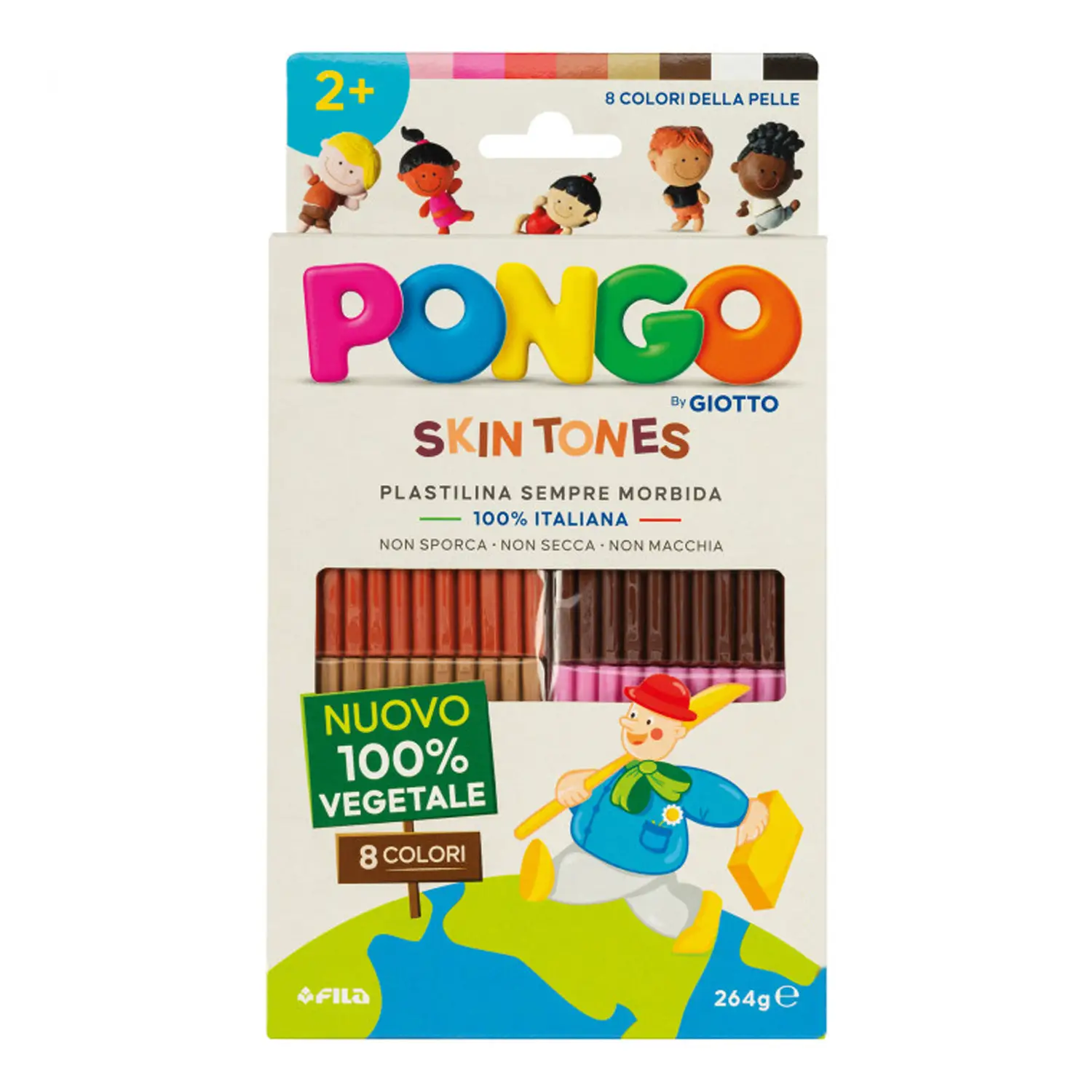 Plastilina Pongo By Giotto – 8 Colori Toni Pelle | Green, Sicura e Morbida - Paste per modellare