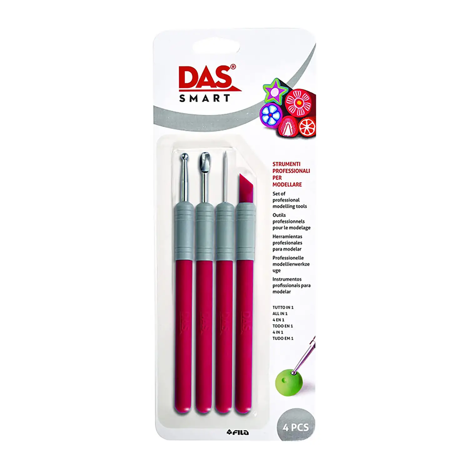 DAS Smart – Set 4 Strumenti per Modellare Dettagli, Texture e Cavità - Paste per modellare