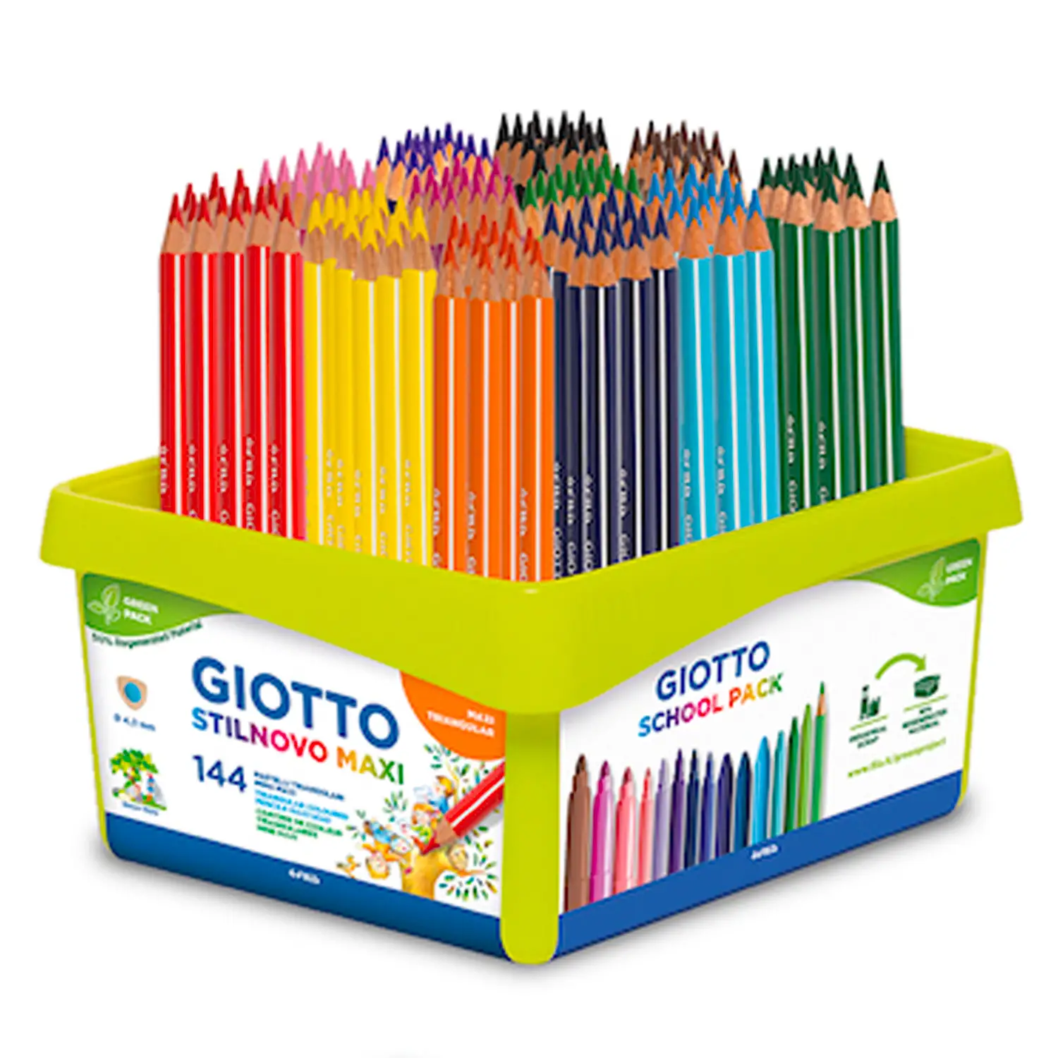 Pastelli Colorati a Matita Giotto Stilnovo Maxi - Schoolpack 144 Pezzi - Pastelli