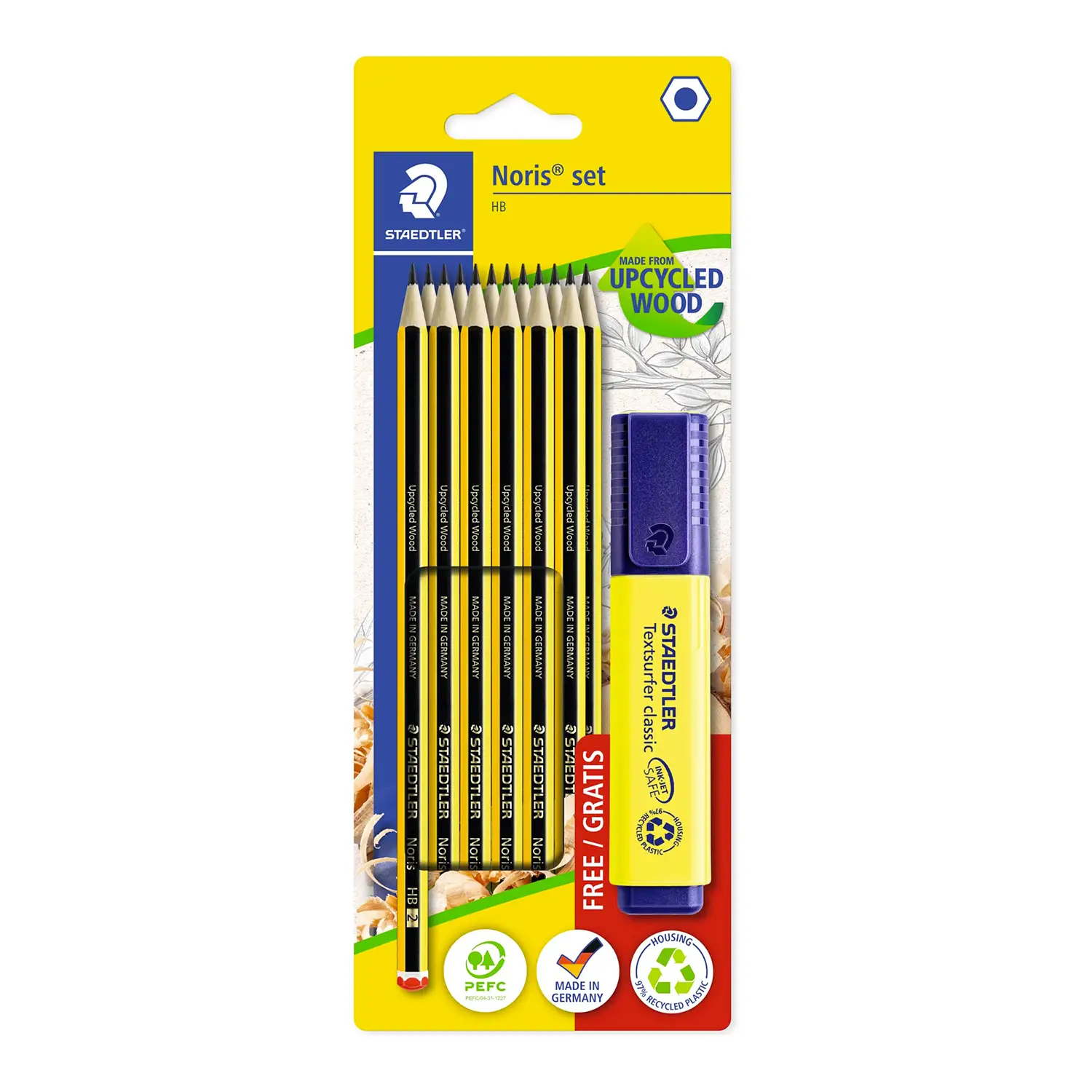 Set 12 Matite Grafite Noris HB + Evidenziatore Giallo Omaggio – STAEDTLER - Matite Temperini Gomme