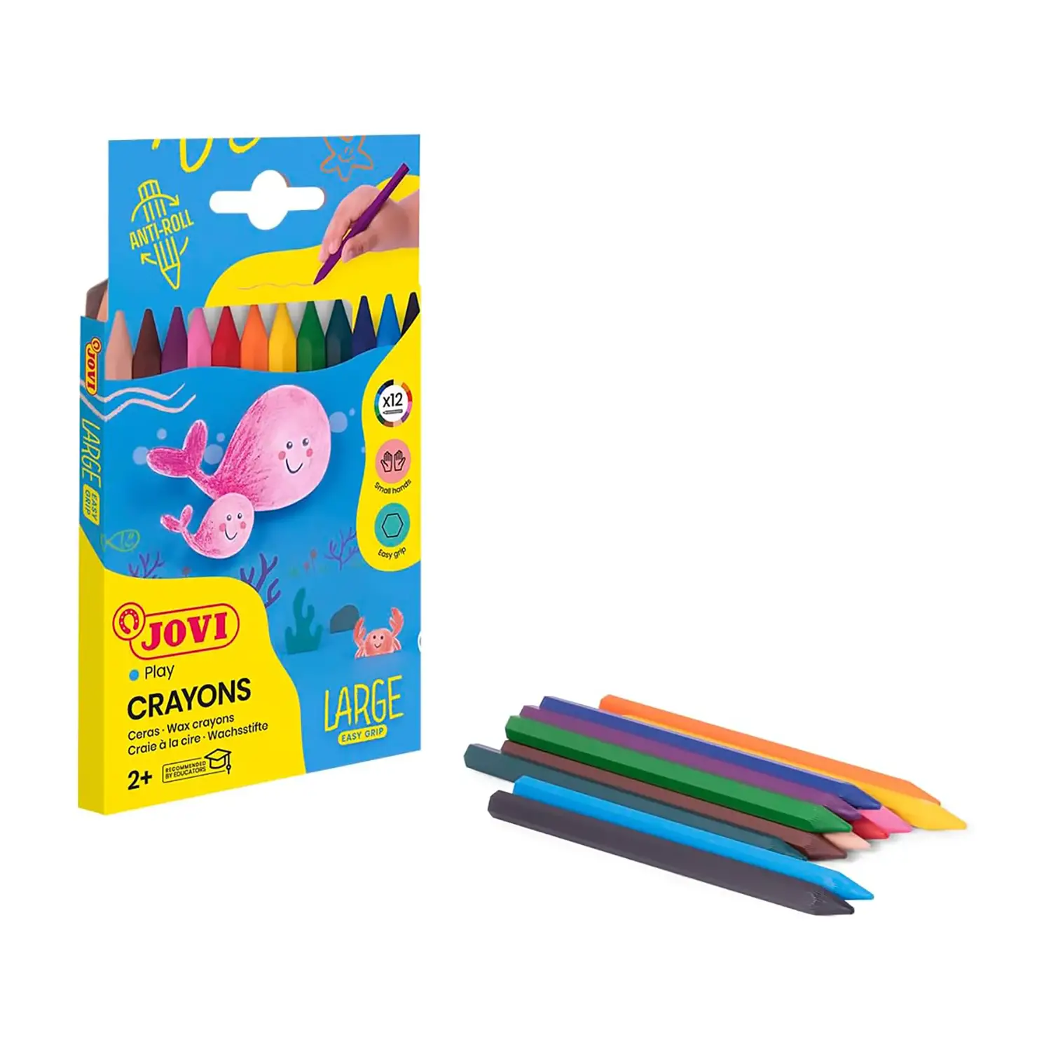 Pastelli Plasticolor Esagonali JOVI – 12 Colori - Pastelli a cera