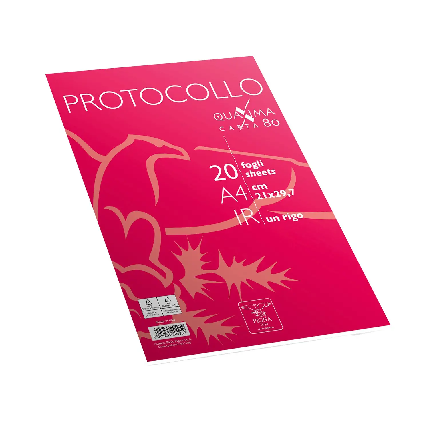 Fogli Protocollo 1 Rigo Bianco Pigna - Confezione da 20 Fogli - Cancelleria varia