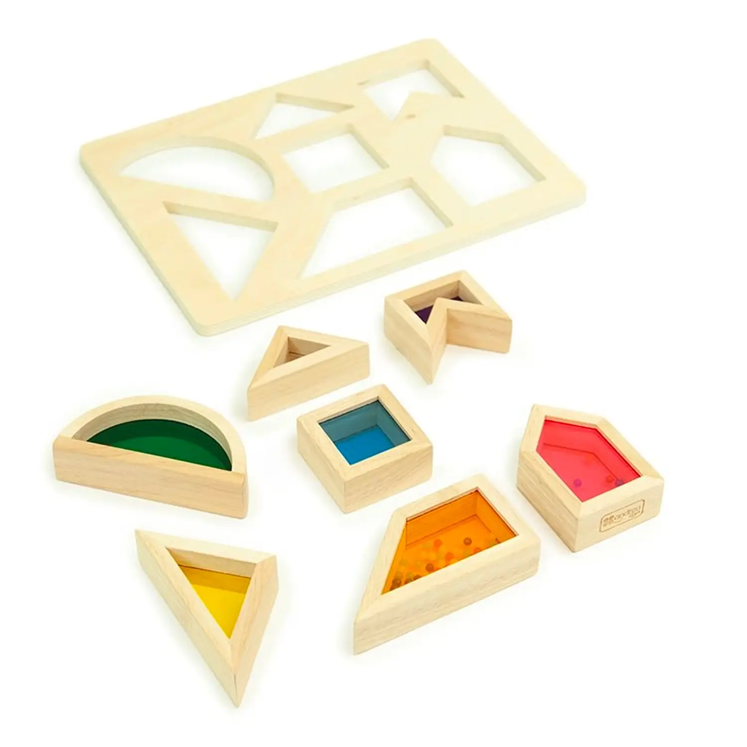 Blocchi ad Incastro Traslucidi – 7 Blocchi + Tavola - Incastri e puzzle in legno