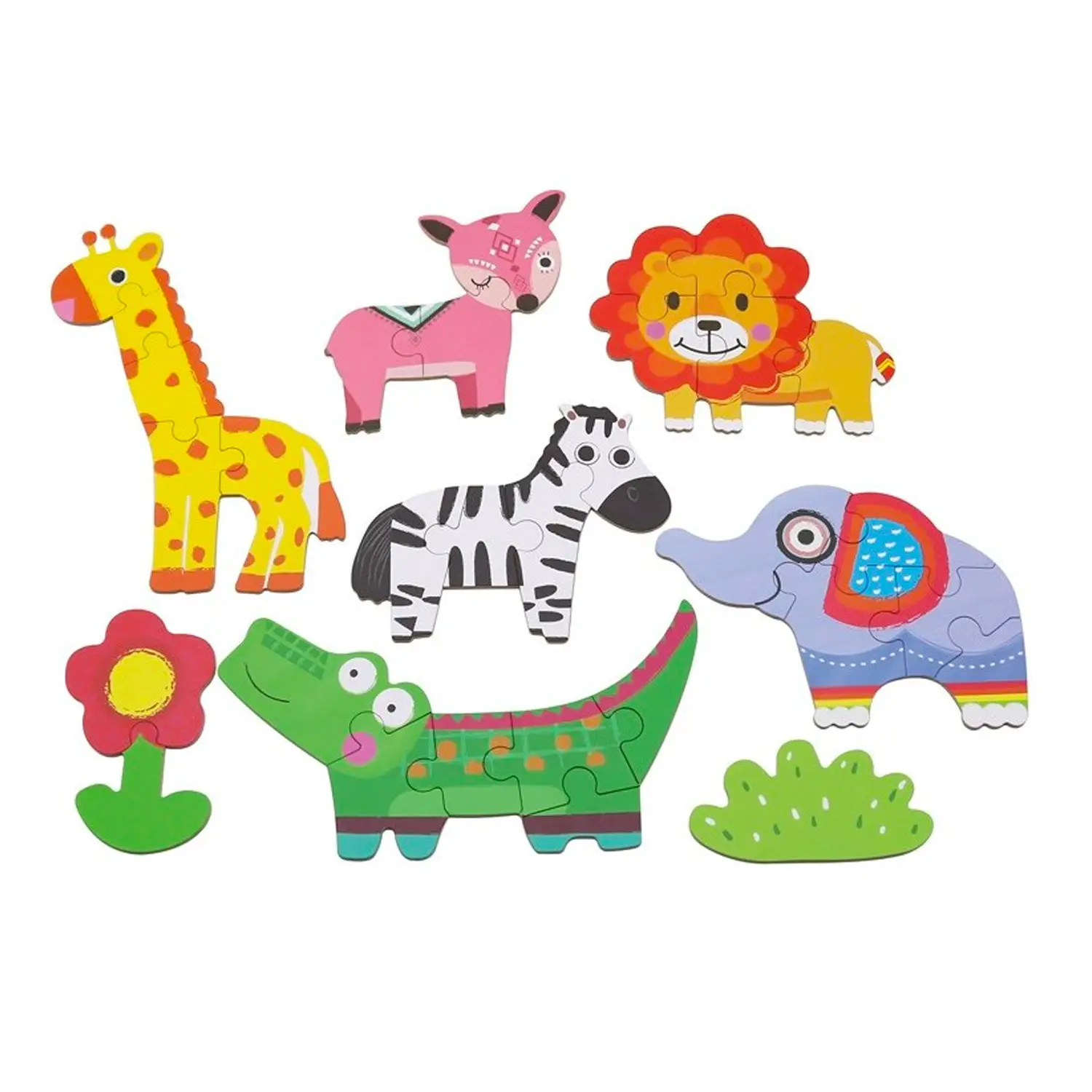 Puzzle Progressivi 6 Animali della Giungla in Cartone - 31 Tessere - Puzzle in cartone