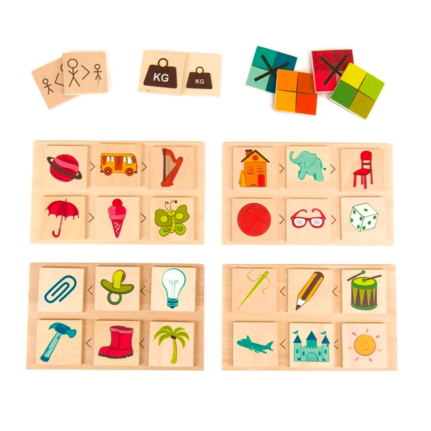 Gioco di Associazione Logica Attributi Grande e Piccolo per Sviluppare Ragionamento e Osservazione - Associazioni e tombole