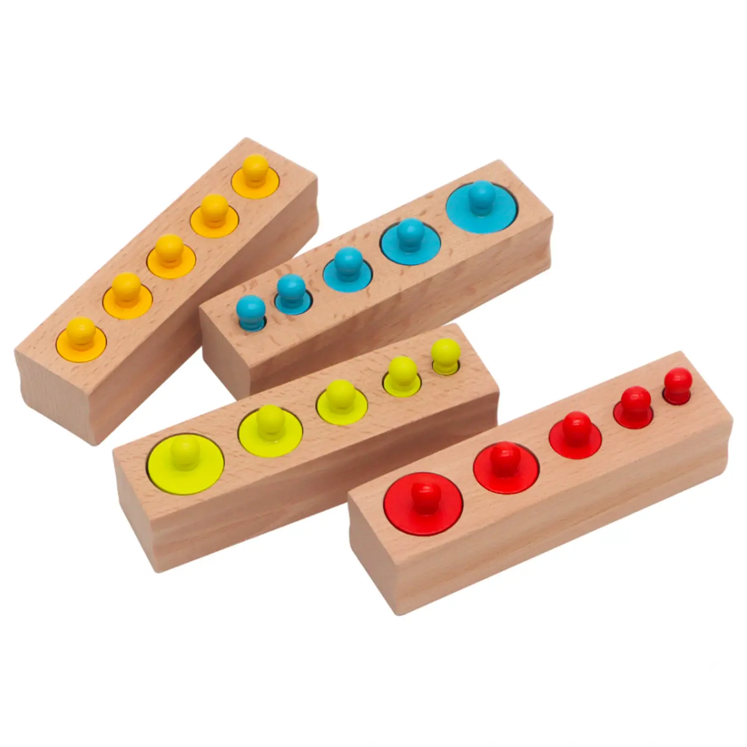 Cilindri Volumetrici in Legno, Gioco Educativo Montessori Ordinamento per Dimensioni - leggere scrivere contare racco