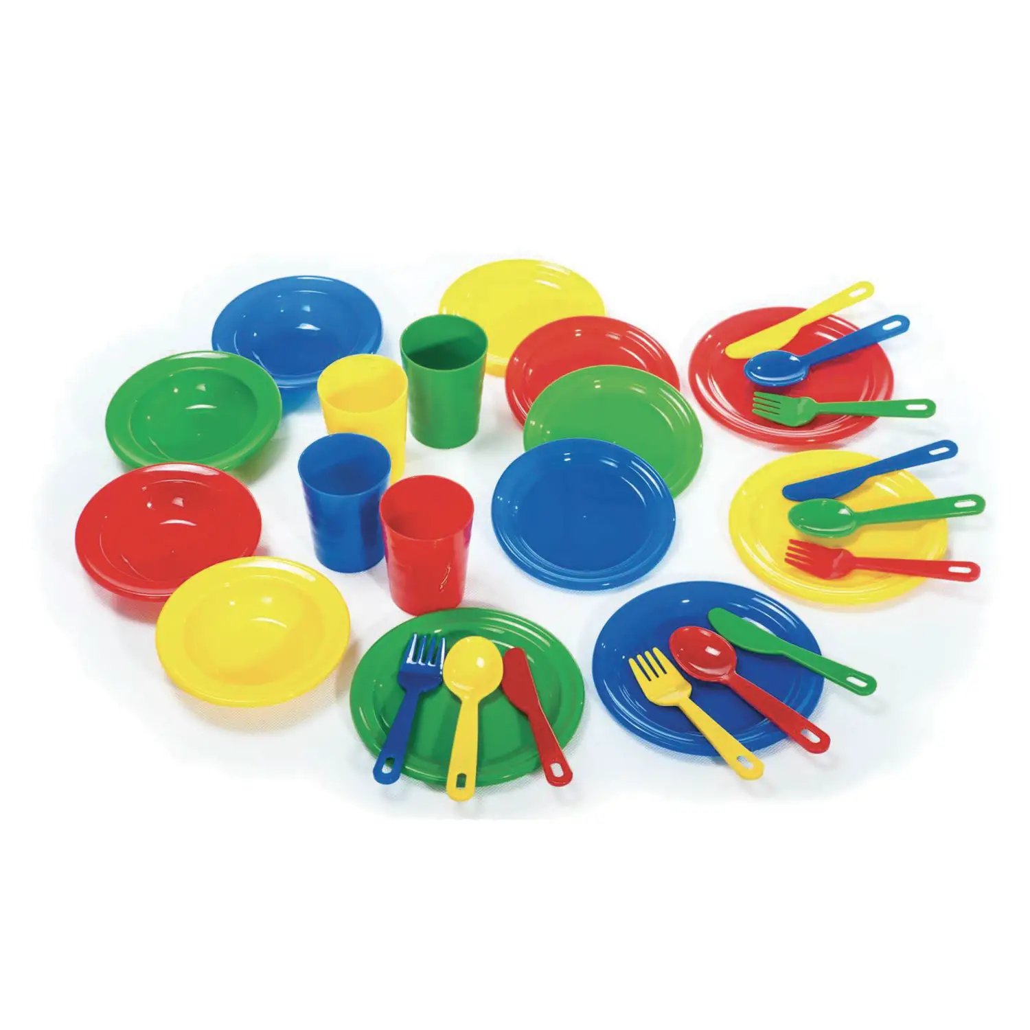 Servizio da Tavola per Bambini, 28 Stoviglie in Plastica per Giochi di Imitazione - Cucine e gioco simbolico