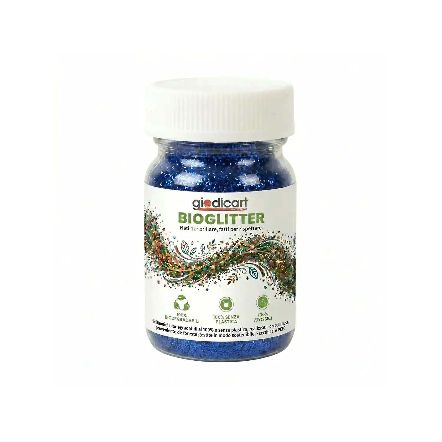 Brillantini Ecologici in Cellulosa Riciclata, Bio-Glitter Grana Media 50 Gr. Blu - Brillantini e glitter