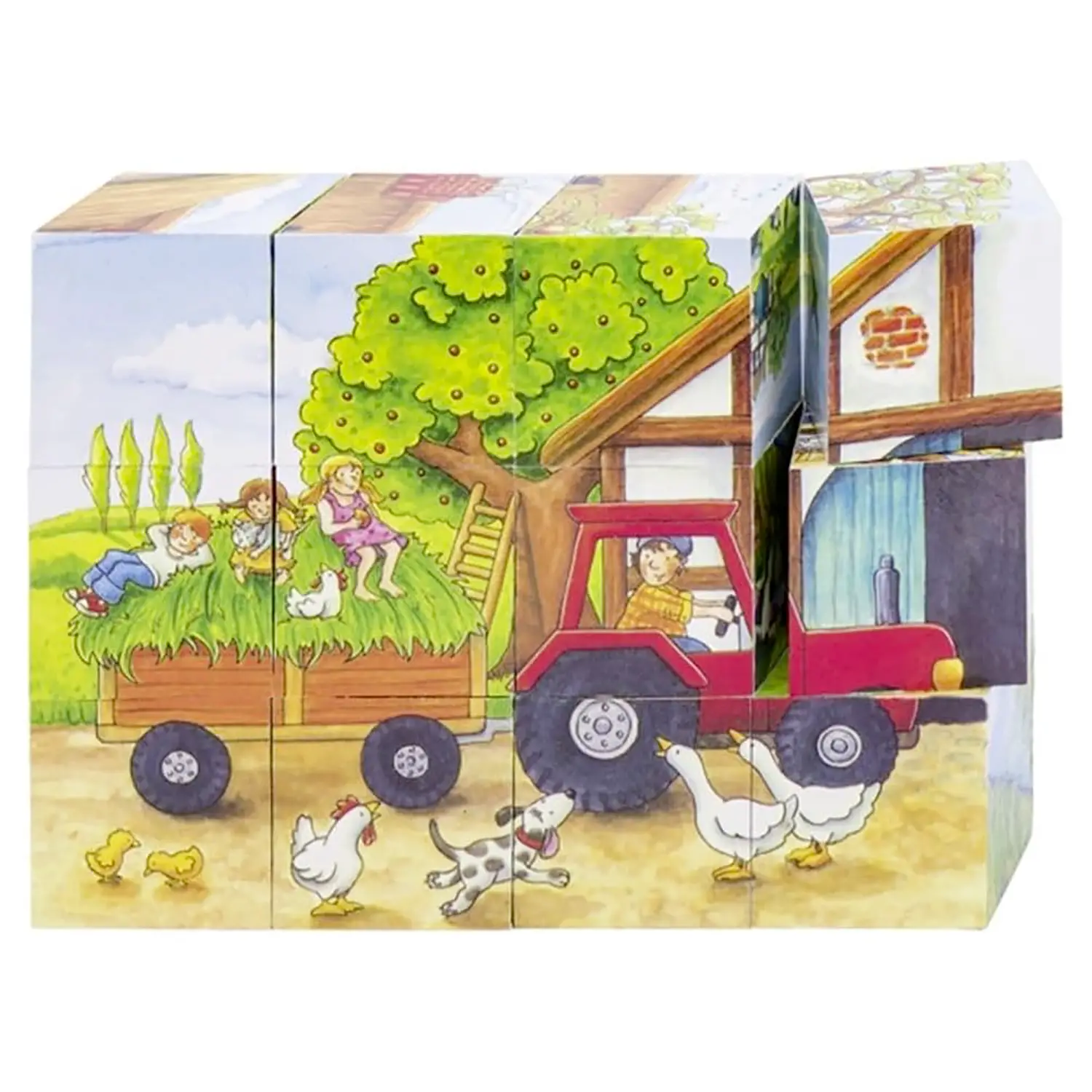 Puzzle A Cubi, Stagioni Alla Fattoria 12 Cubi - Incastri e puzzle in legno