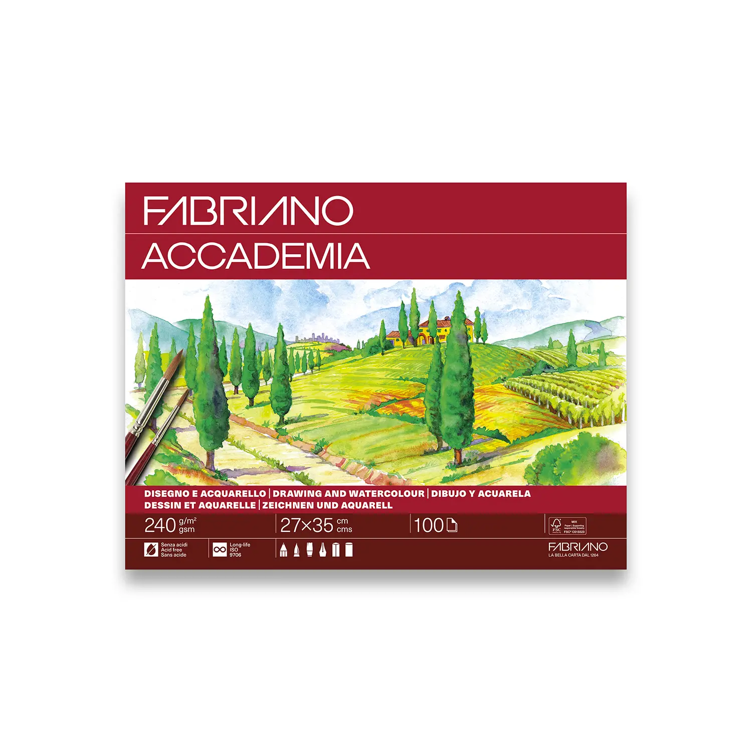 Album Da Disegno Fabriano Accademia 240gr 27x35cm 100 Fogli - Carta e cartoncino