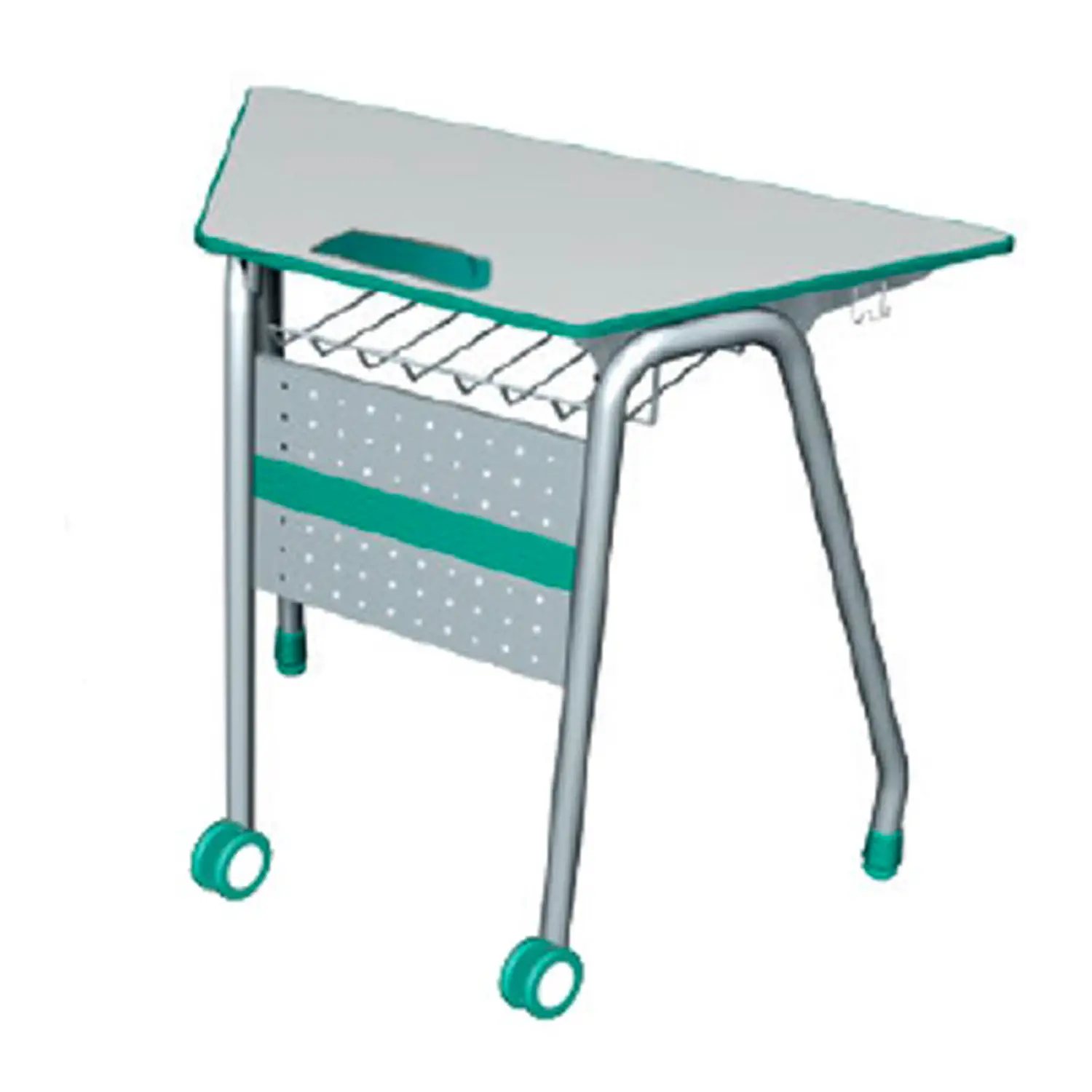 Banco Trapezoidale Misura 5 – Altezza 64 cm Grigio Verde | Banco Modulare – 2 Pezzi - Arredo scuola dell'obbligo