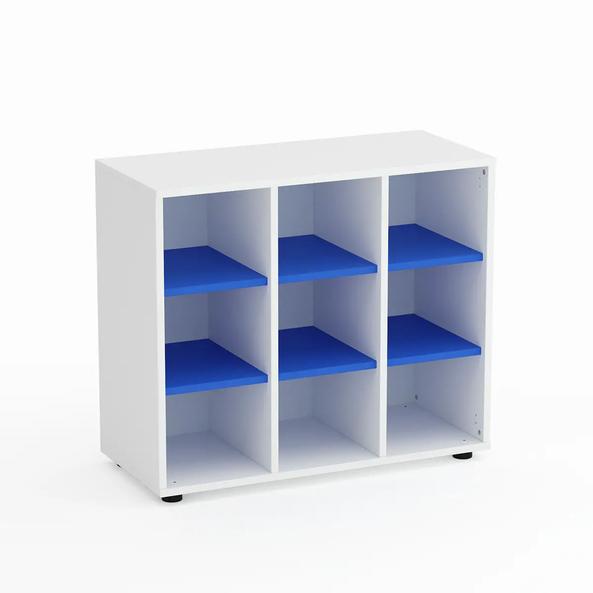 Mobile Scuola Kubò Bianco – 9 Caselle con Ripiani Azzurri H 75 cm | Conforme CAM - Arredo scuola dell'obbligo