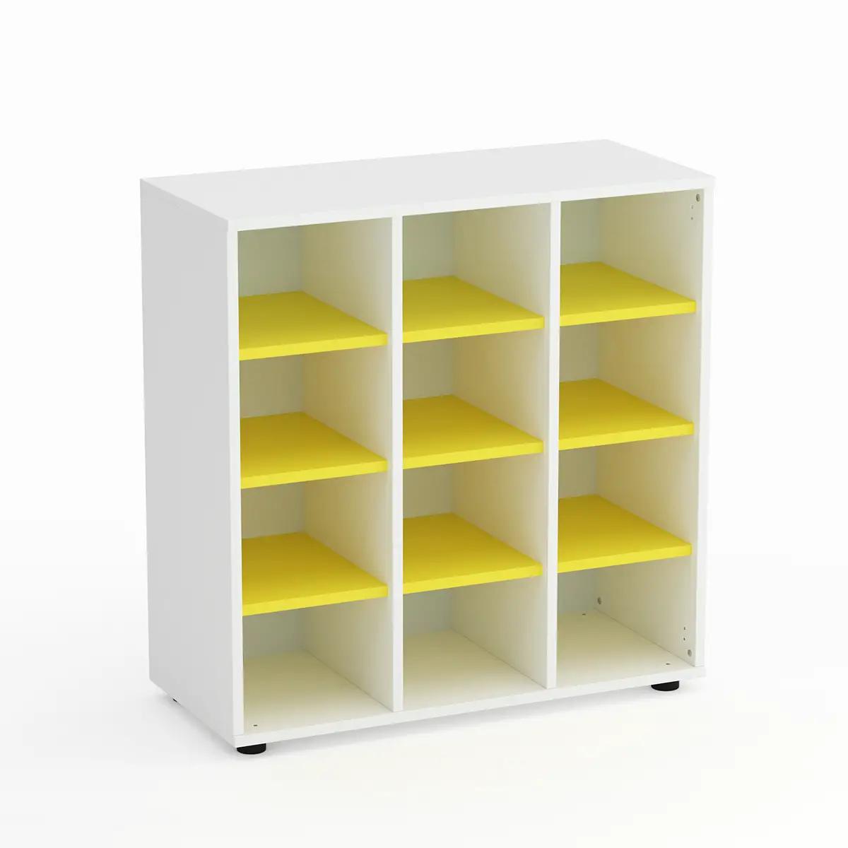 Mobile Scuola Kubò Bianco – 12 Caselle con Ripiani Gialli H 90 cm | Conforme CAM - Arredo scuola dell'obbligo