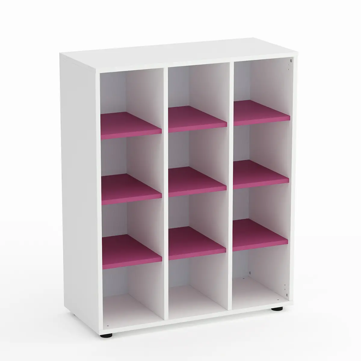 Mobile Scuola Kubò Bianco – 12 Caselle con Ripiani Fucsia H 110 cm | Conforme CAM - Arredo scuola dell'obbligo