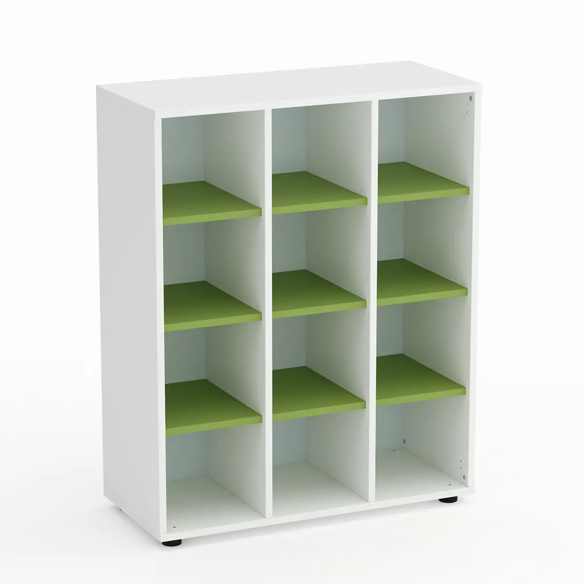 Mobile Scuola Kubò Bianco – 12 Caselle con Ripiani Verde Kiwi H 110 cm | Conforme CAM - Arredo scuola dell'obbligo