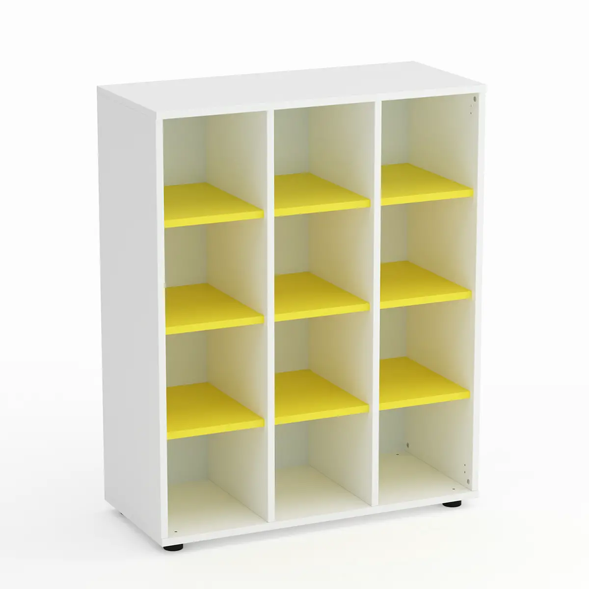 Mobile Scuola Kubò Bianco – 12 Caselle con Ripiani Gialli H 110 cm | Conforme CAM - Arredo scuola dell'obbligo