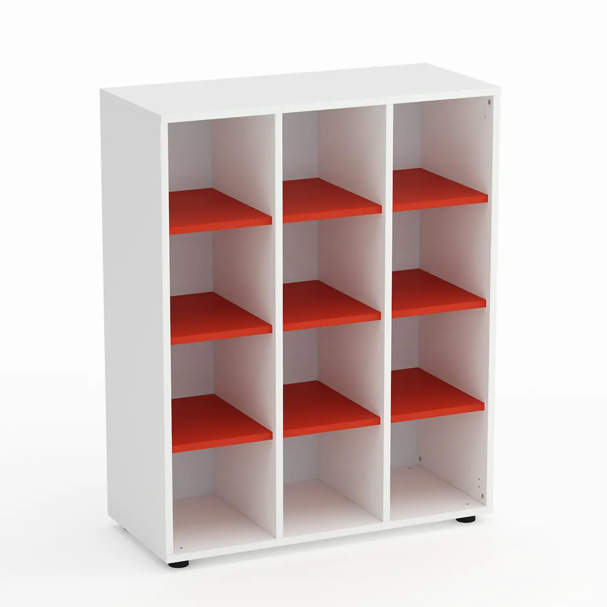 Mobile Scuola Kubò Bianco – 12 Caselle con Ripiani Rossi H 110 cm | Conforme CAM - Arredo scuola dell'obbligo