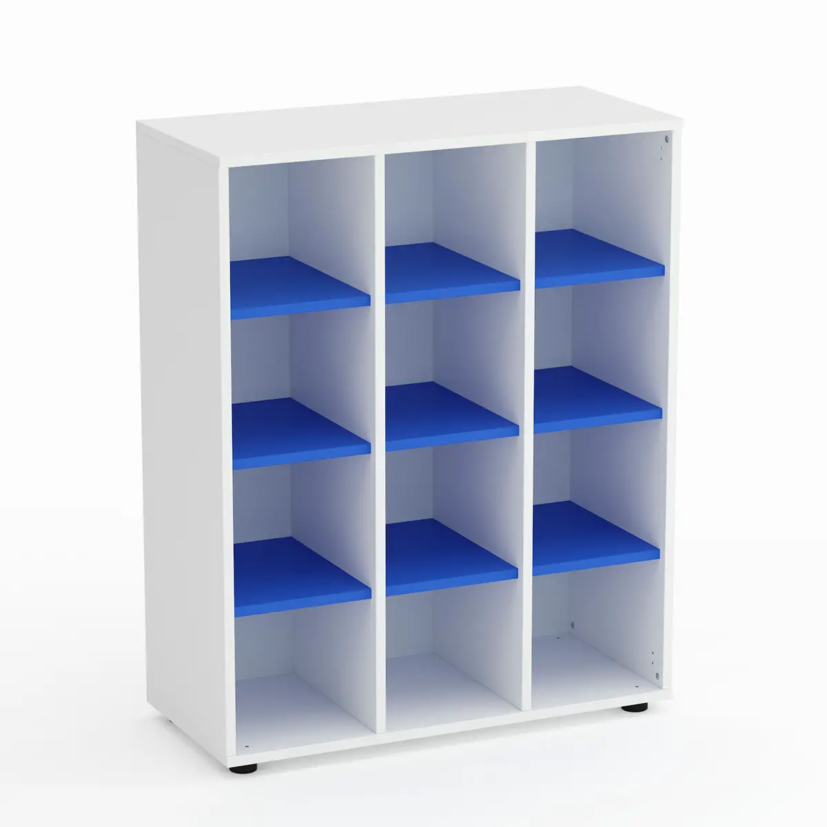 Mobile Scuola Kubò Bianco – 12 Caselle con Ripiani Azzurri H 110 cm | Conforme CAM - Arredo scuola dell'obbligo