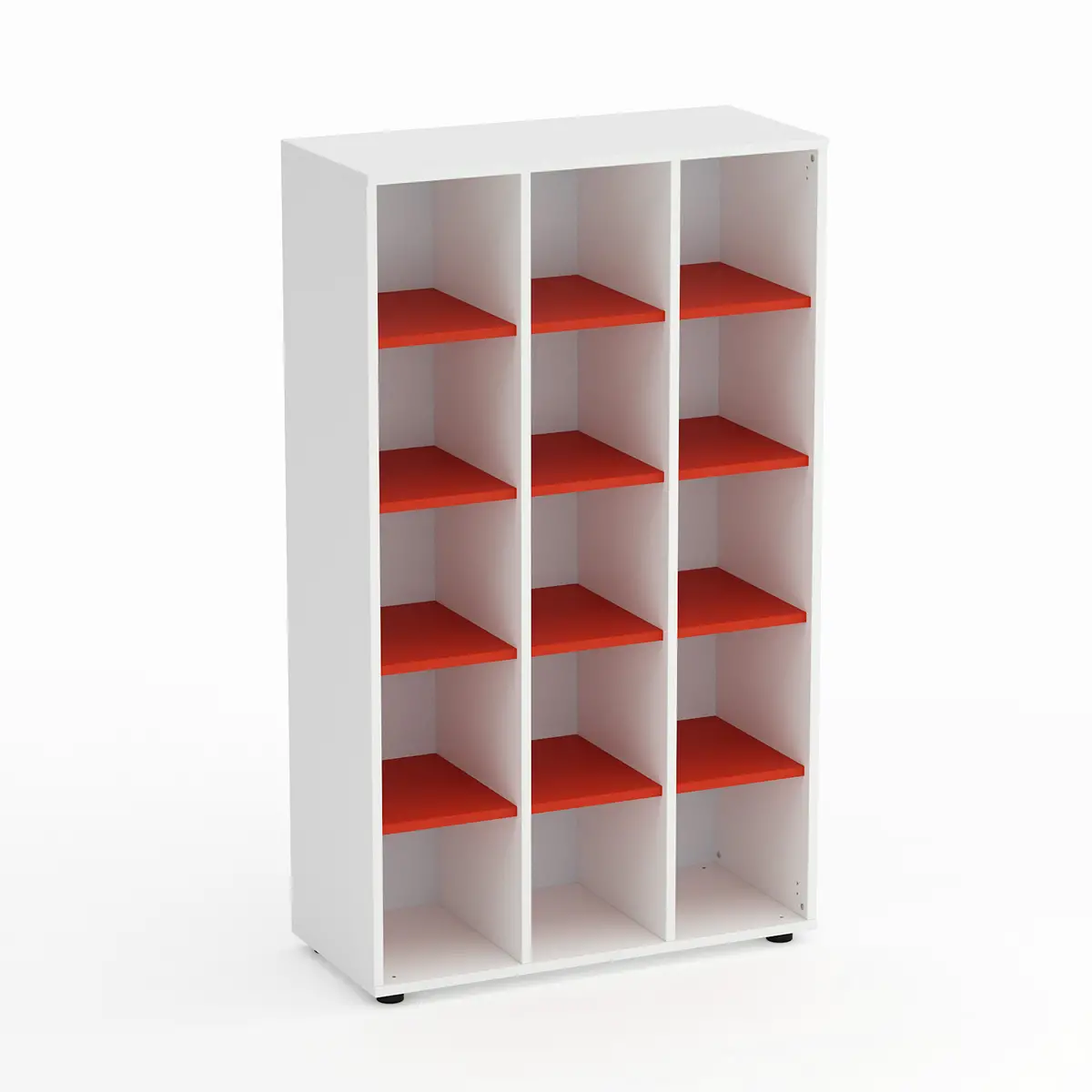 Mobile Scuola Kubò Bianco – 15 Caselle con Ripiani Rossi H 150 cm | Conforme CAM - Arredo scuola dell'obbligo