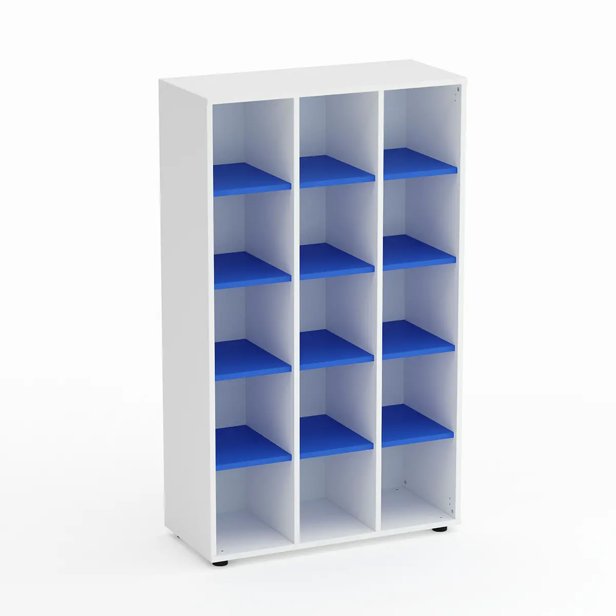 Mobile Scuola Kubò Bianco – 15 Caselle con Ripiani Azzurri H 150 cm | Conforme CAM - Arredo scuola dell'obbligo