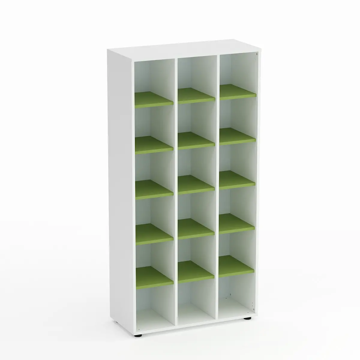Mobile Scuola Kubò Bianco – 18 Caselle con Ripiani Verde Kiwi H 180 cm | Conforme CAM - Arredo scuola dell'obbligo