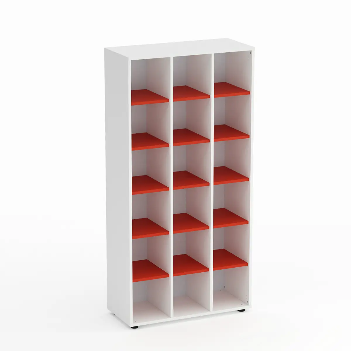 Mobile Scuola Kubò Bianco – 18 Caselle con Ripiani Rossi H 180 cm | Conforme CAM - Arredo scuola dell'obbligo