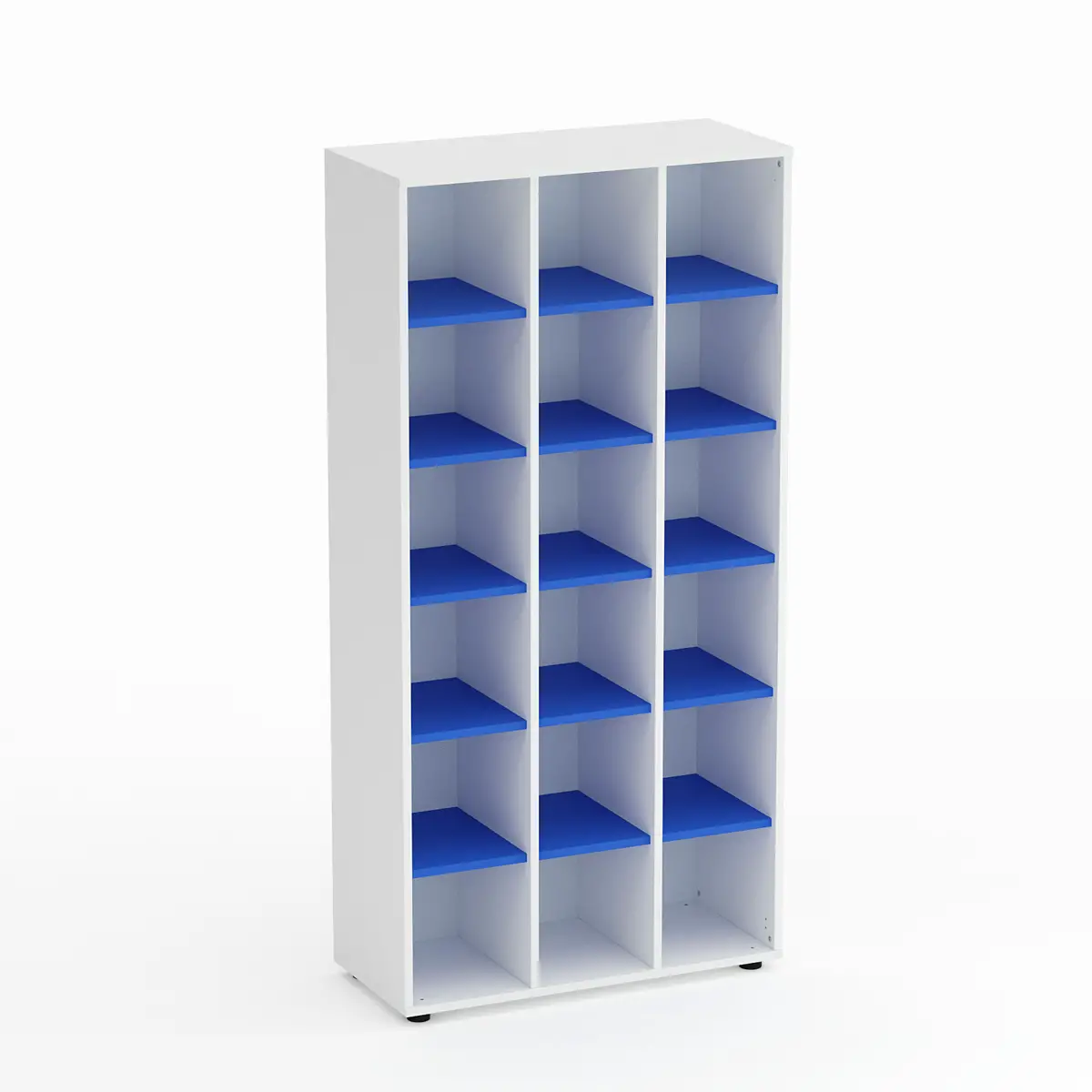 Mobile Scuola Kubò Bianco – 18 Caselle con Ripiani Azzurri H 180 cm | Conforme CAM - Arredo scuola dell'obbligo