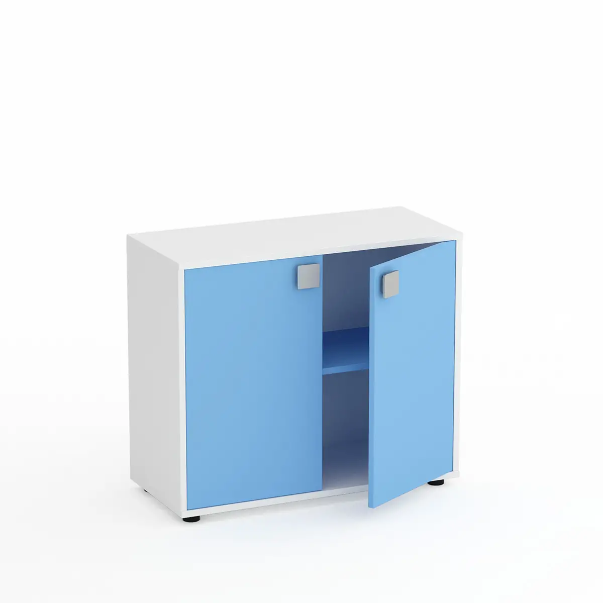 Mobile Scuola Kubò Bianco – 2 Ante H 75 cm e Ripiani Blu Orizzonte | Conforme CAM - Arredo scuola dell'obbligo