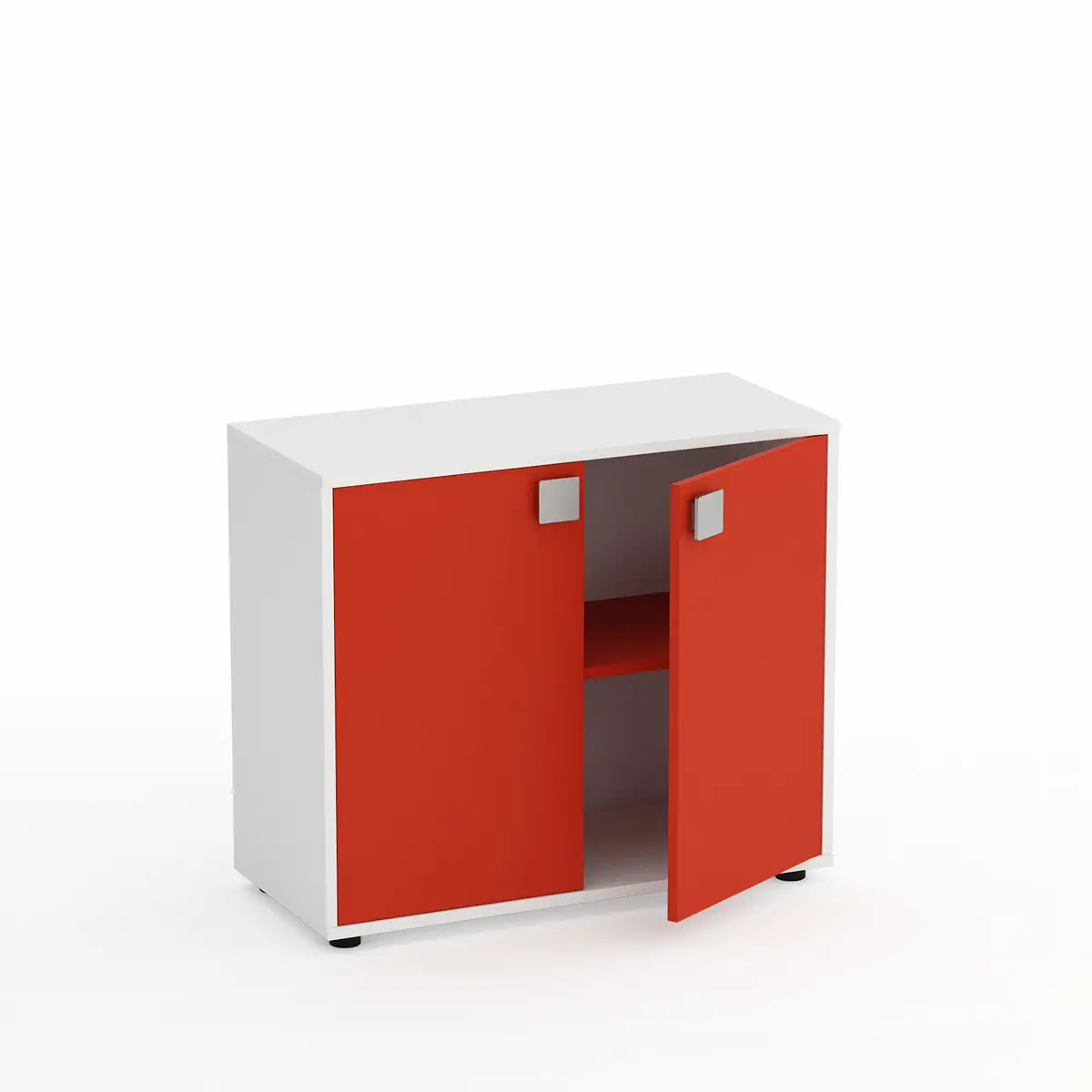 Mobile Scuola Kubò Bianco – 2 Ante H 75 cm e Ripiani Rossi | Conforme CAM - Arredo scuola dell'obbligo