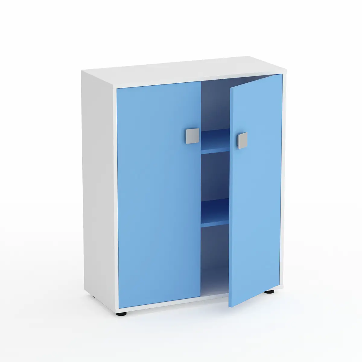 Mobile Scuola Kubò Bianco – 2 Ante H 110 cm e Ripiani Blu Orizzonte | Conforme CAM - Arredo scuola dell'obbligo