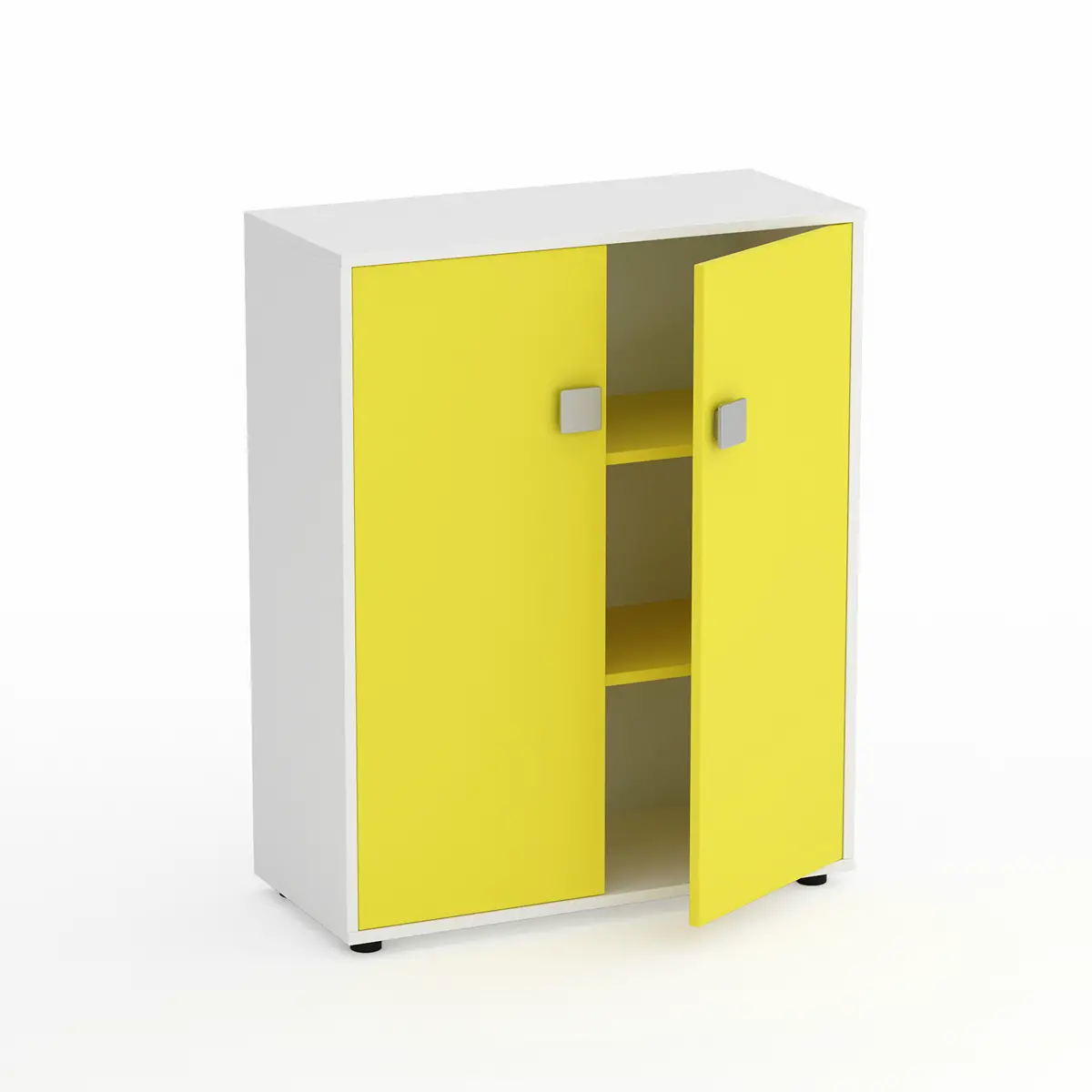 Mobile Scuola Kubò Bianco – 2 Ante H 110 cm e Ripiani Gialli | Conforme CAM - Arredo scuola dell'obbligo