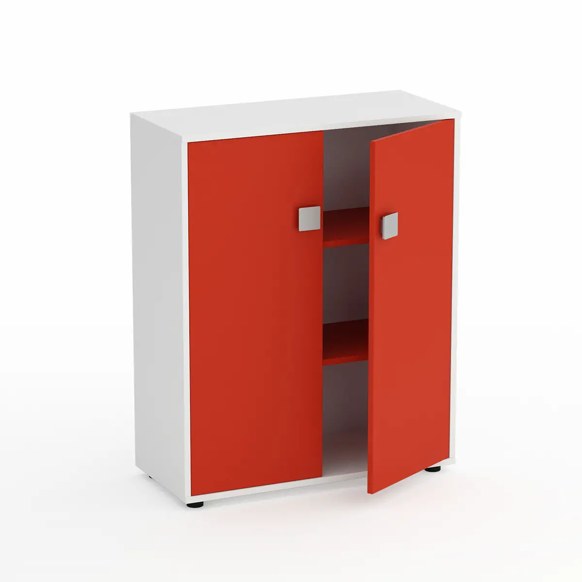 Mobile Scuola Kubò Bianco – 2 Ante H 110 cm e Ripiani Rossi | Conforme CAM - Arredo scuola dell'obbligo