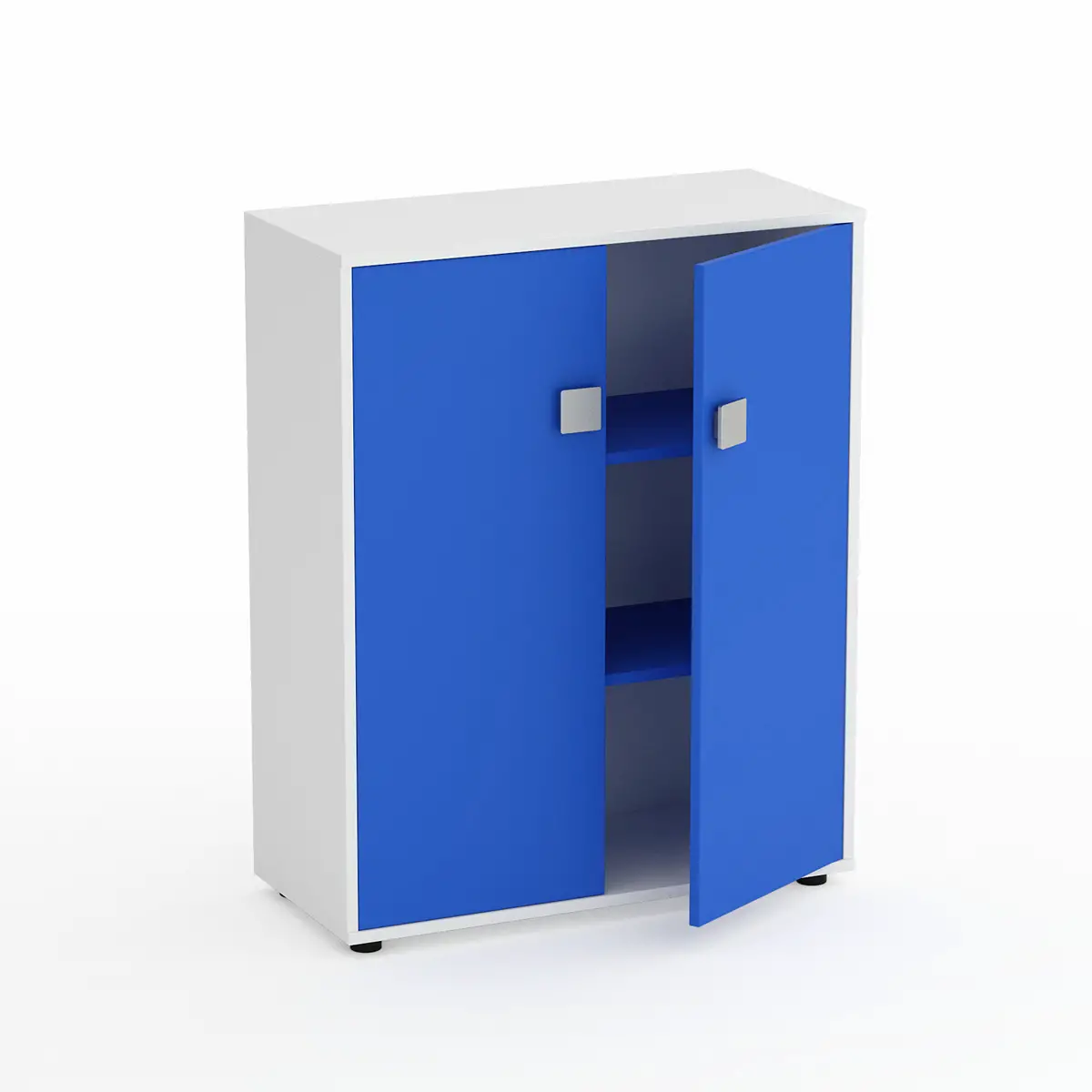 Mobile Scuola Kubò Bianco – 2 Ante H 110 cm e Ripiani Azzurri | Conforme CAM - Arredo scuola dell'obbligo