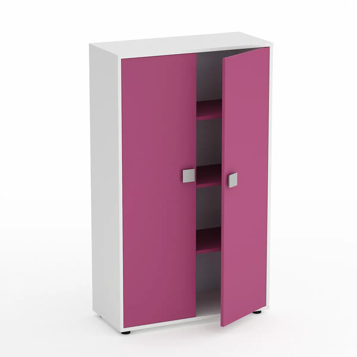 Mobile Scuola Kubò Bianco – 2 Ante H 150 cm e Ripiani Fucsia | Conforme CAM - Arredo scuola dell'obbligo